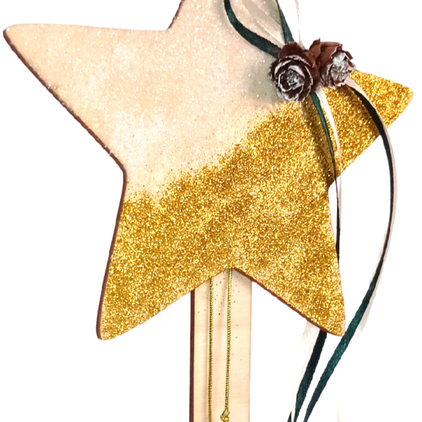 Χριστουγεννιάτικο διακοσμητικό αστέρι - ξύλο, αστέρι, νονά, δασκάλα, διακοσμητικά - 2