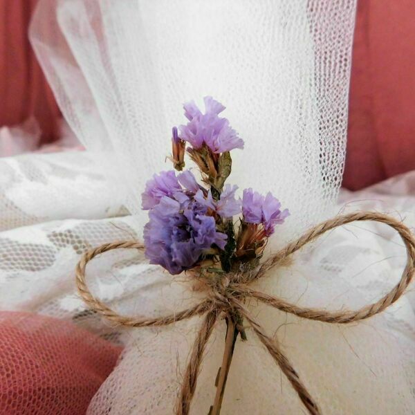 Μπομπονιέρα με λουλούδι αμάραντου - γάμου, boho - 3