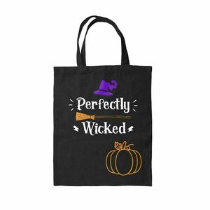 Πάνινη τσάντα 40x38cm, μαύρη υφασμάτινη τσάντα για βιβλία και ψώνια για το Halloween, τσάντα Halloween με κολοκύθα - ύφασμα, ώμου, halloween - 2