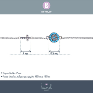 925° Discus + Cross BRACELET Βραχιόλι - Επιπλατινωμένο Ασήμι Ζιργκόν - αλυσίδες, ασήμι 925, επιπλατινωμένα, χεριού, αυξομειούμενα - 3