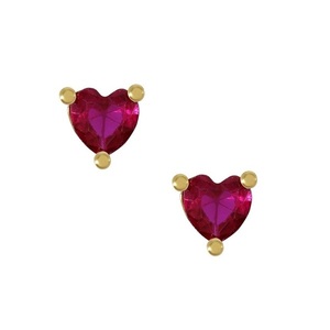 Ατσάλινα σκουλαρίκια - Αγάπη (φούξια) - επιχρυσωμένα, καρδιά, καρφωτά, μικρά, ατσάλι