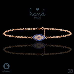 925° Evil eye BRACELET Βραχιόλι Ροζ Επιχρυσωμένο Ασήμι - αλυσίδες, επιχρυσωμένα, ασήμι 925, χεριού, αυξομειούμενα - 2