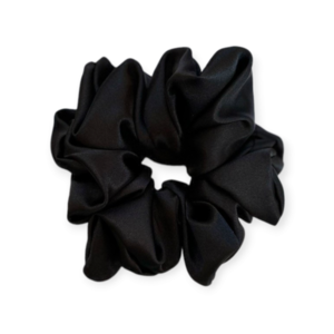 scrunchie XXL σατέν μαύρο - ύφασμα, λαστιχάκια μαλλιών, σατεν scrunchies