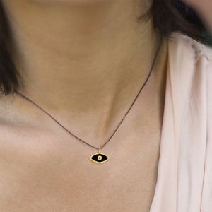 Κολιέ Μάτι με σμάλτο Ασήμι 925 - charms, ασήμι 925, μάτι, κοντά, δώρα για γυναίκες - 3