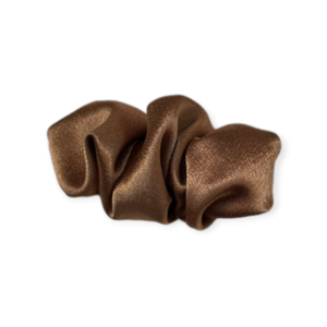 scrunchie barrette καφέ - ύφασμα, μέταλλο, hair clips