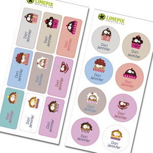 Name Labels CupCake- Ετικέτες για το σχολείο cupcake - αυτοκόλλητα, για παιδιά - 2