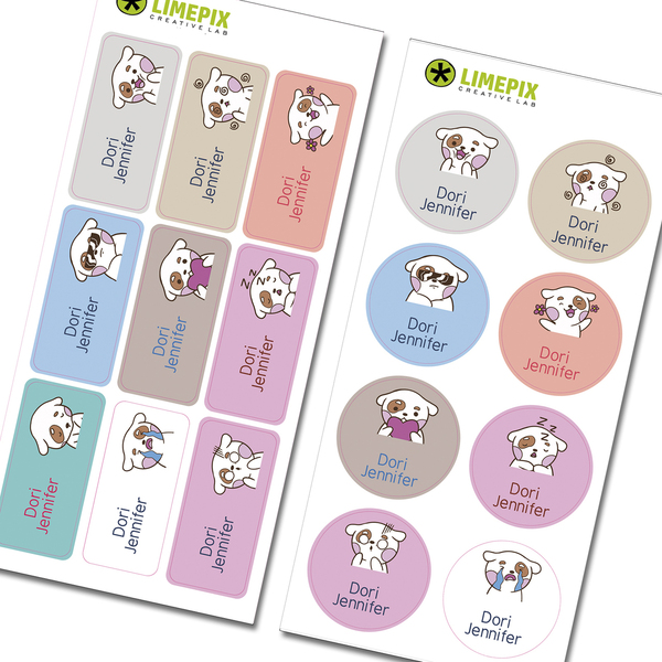 Name Labels Cute Puppy - Ετικέτες για το σχολείο σκυλάκι - αυτοκόλλητα - 2
