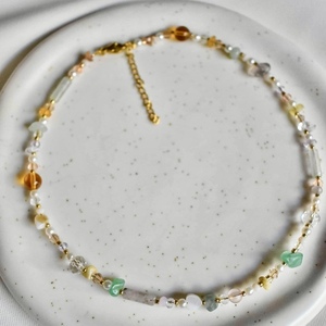 Serenity necklace | Κολιέ με πέρλες,ημιπολύτιμους λίθους,γυάλινες χάντρες & κρύσταλλα - ημιπολύτιμες πέτρες, χάντρες, ατσάλι, πέρλες