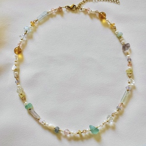 Serenity necklace | Κολιέ με πέρλες,ημιπολύτιμους λίθους,γυάλινες χάντρες & κρύσταλλα - ημιπολύτιμες πέτρες, χάντρες, ατσάλι, πέρλες - 4