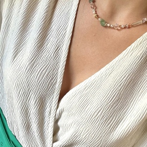 Serenity necklace | Κολιέ με πέρλες,ημιπολύτιμους λίθους,γυάλινες χάντρες & κρύσταλλα - ημιπολύτιμες πέτρες, χάντρες, ατσάλι, πέρλες - 5