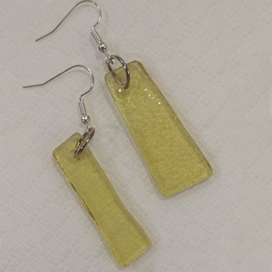 Μοναδικά κίτρινα σκουλαρίκια από γυαλί - γυαλί, κρεμαστά, γάντζος, φθηνά - 3