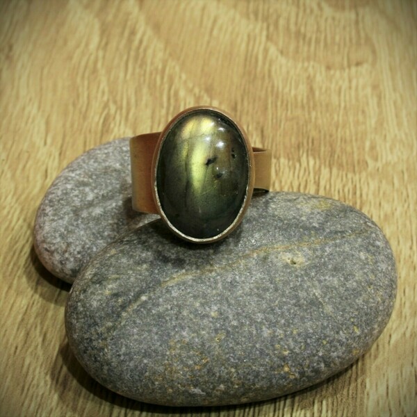 Δαχτυλίδι με λαμπραντορίτη - ημιπολύτιμες πέτρες, ασήμι 925, αυξομειούμενα