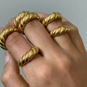 Ατσάλινο χρυσό δαχτυλίδι - επιχρυσωμένα, βεράκια, ατσάλι, σταθερά - 2