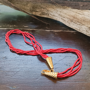 Κόκκινο κοντό κολιέ, 4πλο, στριφτό με seed beads - χάντρες, κοντά, πολύσειρα, seed beads - 4