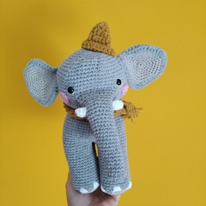 Πλεκτός ελέφαντας amigurumi γκρι (24cm) - λούτρινα, ελεφαντάκι - 3