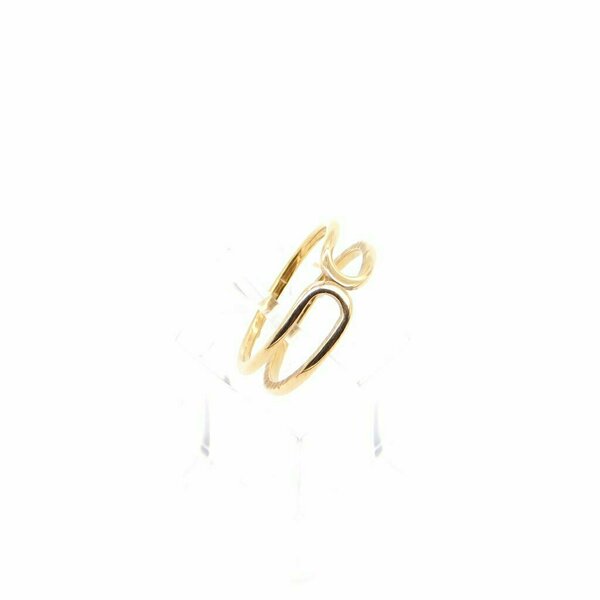 Ατσάλινο χρυσό διπλό δαχτυλίδι 18mm - επιχρυσωμένα, γεωμετρικά σχέδια, βεράκια, ατσάλι, σταθερά