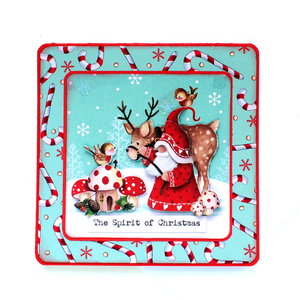 Χριστουγεννιάτικη 3d ευχετήρια τετράγωνη κάρτα "The spirit of Christmas" - χαρτί, άγιος βασίλης, ευχετήριες κάρτες
