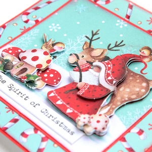 Χριστουγεννιάτικη 3d ευχετήρια τετράγωνη κάρτα "The spirit of Christmas" - χαρτί, άγιος βασίλης, ευχετήριες κάρτες - 4