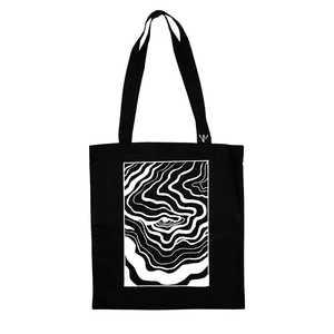 Tote Bag Μαύρη Υφασμάτινη Eye Λευκό 48x32 - ύφασμα, ώμου, all day, tote, πάνινες τσάντες