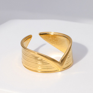 Ατσάλινο Δαχτυλίδι POINT σε χρυσό χρώμα αυξομειούμενο μέγεθος-Αντίγραφο - γεωμετρικά σχέδια, ατσάλι, αυξομειούμενα, φθηνά
