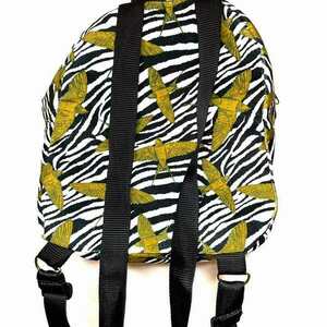 Backpack Γυναικείο Χειροποίητο ‘Yellow bird’ - ύφασμα, animal print, πλάτης, μεγάλες - 3