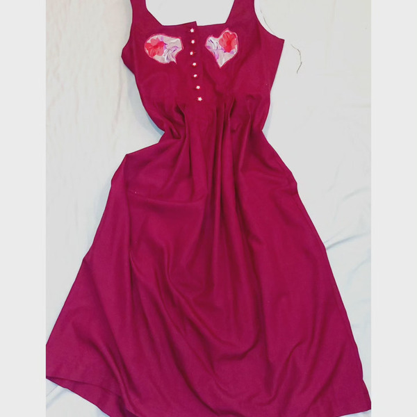 Wine red dress - μαλλί, βαμβάκι, αμάνικο