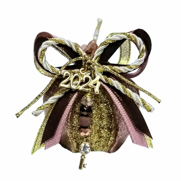 Γούρι 2024 αρωματικό κερί ρόδι ροζχρυσό-χρυσό 6×6cm - γούρι, ρόδι, χριστουγεννιάτικα δώρα, γούρια, πρωτοχρονιά, κεριά & κηροπήγια