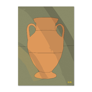 Αφίσα ArtPrint | Αμφορέας νο.3| Διαστάσεις 21*29,7 εκ. A4 | Εκτύπωση ματ σε χαρτί 170 γρ | Χρώματα πράσινο χακί, πορτοκαλί, τερακότα - πίνακες & κάδρα, αφίσες, κεραμεικό