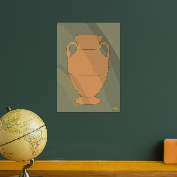 Αφίσα ArtPrint | Αμφορέας νο.3| Διαστάσεις 21*29,7 εκ. A4 | Εκτύπωση ματ σε χαρτί 170 γρ | Χρώματα πράσινο χακί, πορτοκαλί, τερακότα - πίνακες & κάδρα, αφίσες - 4