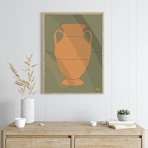 Αφίσα ArtPrint | Αμφορέας νο.3| Διαστάσεις 21*29,7 εκ. A4 | Εκτύπωση ματ σε χαρτί 170 γρ | Χρώματα πράσινο χακί, πορτοκαλί, τερακότα - πίνακες & κάδρα, αφίσες, κεραμεικό - 2