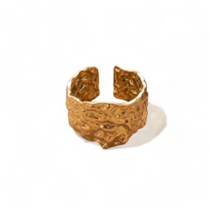 Ατσάλινο Δαχτυλίδι COMPO σε χρυσό χρώμα αυξομειούμενο μέγεθος - γεωμετρικά σχέδια, ατσάλι, αυξομειούμενα, φθηνά