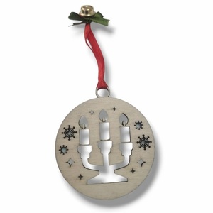 Ξύλινη χριστουγεννιάτικη μπάλα κεράκι (8,5cm) - ξύλο, χριστουγεννιάτικα δώρα, στολίδια, μπάλες