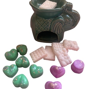 Πρασινος αρωματιστης ελεφαντας με wax melts αρωματα ποπ κορν - carrot cake - φρεσκοψημενο κρουασαν - ρεσώ & κηροπήγια, κεριά, πρακτικό δωρο, vegan κεριά