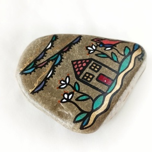 Ζωγραφιστή πέτρα σπιτάκι - πέτρα, σπίτι, διακοσμητικές πέτρες, γούρια - 3