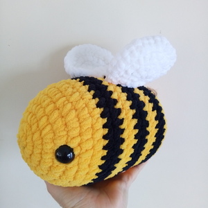 Πλεκτό κουκλάκι μέλισσα μεγάλη κίτρινο-μαύρο 25 εκ. - λούτρινα, amigurumi - 3
