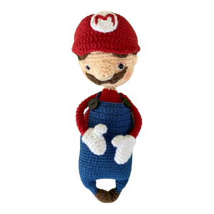 Super Mario πλεκτό κουκλάκι μπλε (23cm) - λούτρινα, amigurumi, σούπερ ήρωες