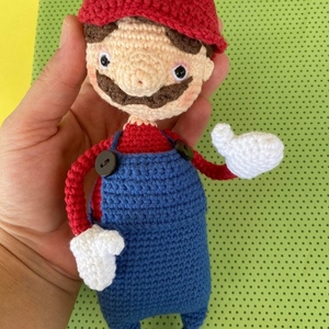 Super Mario πλεκτό κουκλάκι μπλε (23cm) - λούτρινα, amigurumi, σούπερ ήρωες - 2