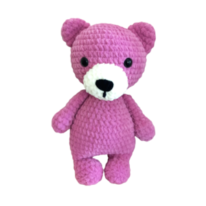 Πλεκτό κουκλάκι αρκουδάκι amigurumi ροζ 38εκ. - λούτρινα, αρκουδάκι, δώρο γέννησης