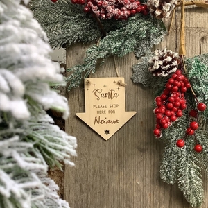 Ξύλινο Κρεμαστό Παιδικό Προσωποποιημένο Χριστουγεννιάτικο Στολίδι -Άγιος Βασίλης - ξύλο, στολίδια, για παιδιά, δέντρο, προσωποποιημένα - 2