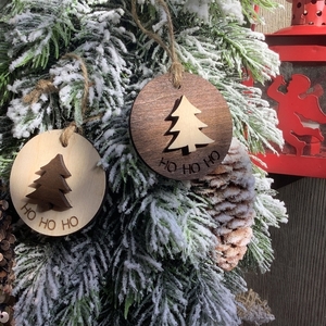 Σετ 6 τμχ Ξύλινα Χριστουγεννιάτικα Στολίδια - Μπάλα - Δέντρο - Δώρο - ξύλο, σπίτι, σετ δώρου, δέντρο, μπάλες - 5