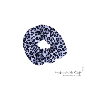 Scrunchies Λαστιχάκι μαλλιών leopard ασπρόμαυρο 1 τεμ. (medium) - ύφασμα, για τα μαλλιά, λαστιχάκια μαλλιών - 2