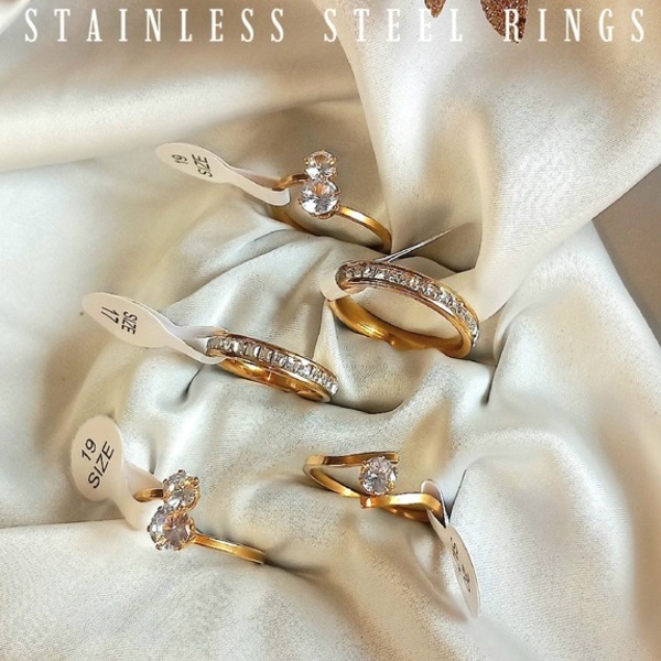 Ατσάλινο δαχτυλίδι Χρυσό χρώμα Size 19 - βεράκια, ατσάλι, σταθερά, για γάμο, φθηνά - 2