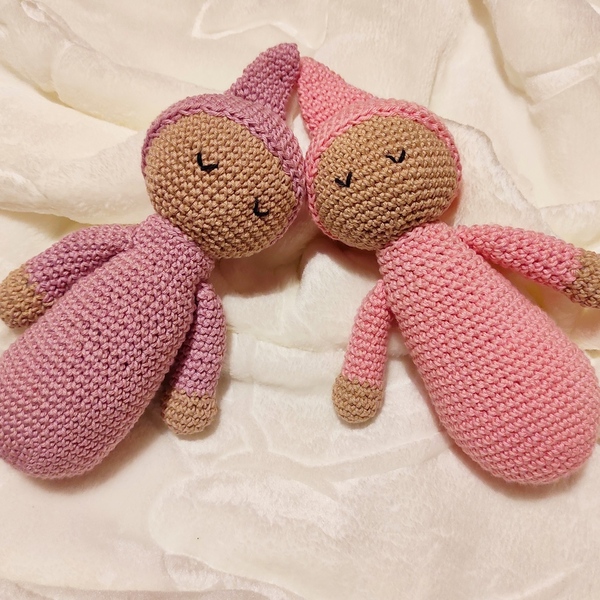 Χειροποίητο πλεκτό κουκλάκι Sleepy doll - crochet, λούτρινα, βρεφικά, δώρο για βάφτιση - 2