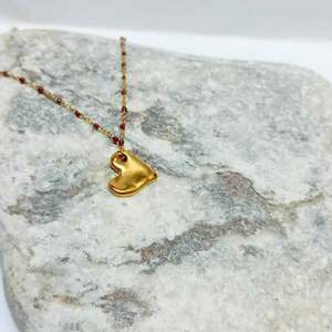 Gold heart - charms, επιχρυσωμένα, καρδιά, κοντά, ατσάλι