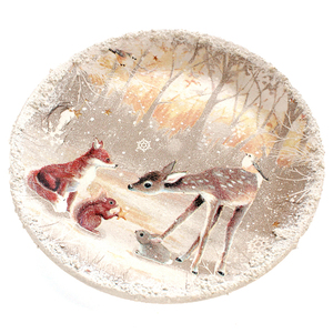 Χριστουγεννιάτικο διακοσμητικό κεραμικό πιάτο τοίχου με τα ζώα του δάσους - πηλός, διακοσμητικά, χριστουγεννιάτικα δώρα, ζωάκια - 2