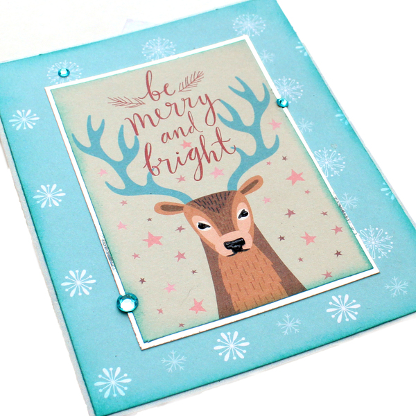 Χριστουγεννιάτικη ευχετήρια κάρτα "Be merry and bright" - χαρτί, scrapbooking, ευχετήριες κάρτες - 2
