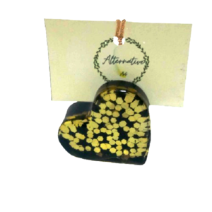 Χειροποίητο διακοσμητικό ΜΕΜΟ - press papier καρδιά από ρητίνη μαύρο και χρυσό φλεικς 5 * 5 εκ - καρδιά, ρητίνη, αξεσουάρ γραφείου - 2