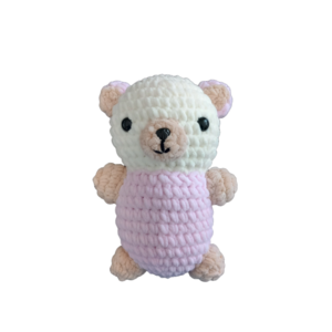 Πλεκτό κουκλάκι αρκουδάκι amigurumi ροζ - εκρού 25 εκ. - λούτρινα, αρκουδάκι, ζωάκια