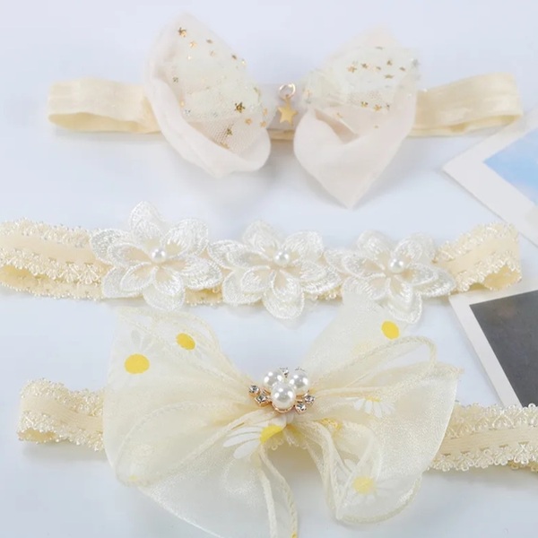 Set 3 Headbands for baby girl yellow - κορίτσι, δώρα για παιδιά, για τα μαλλιά, αξεσουάρ μαλλιών