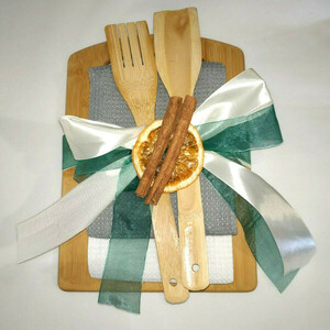 Κουτί δώρου με χειροποίητες πετσέτες κουζίνας - ύφασμα, ξύλο, είδη σερβιρίσματος